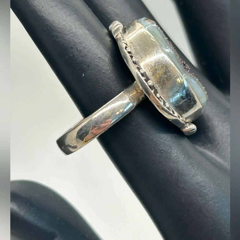 Nicky Butler Sterling Purple Druzy Ring      Sz 8 - Picture 4 of 11